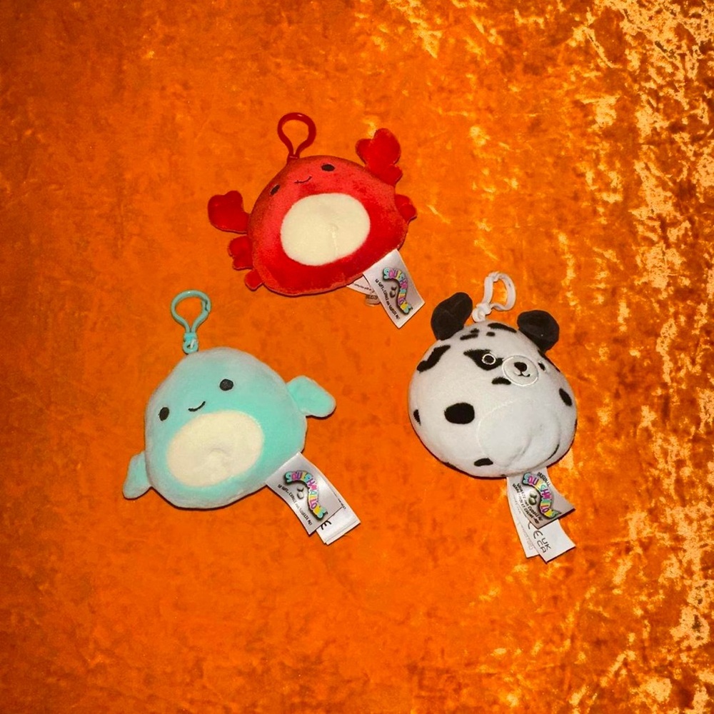 squishmallows plush clip on keychain bundle 3 pack